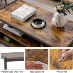 Couchtisch mit 2 Schubladen & Regal Rechteckiger Kaffeetisch für zu Hause 105 x 50 x 45 cm Rustikales Braun