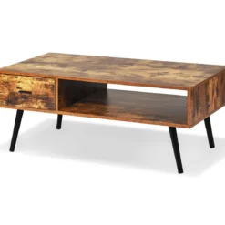 Couchtisch mit Schublade und Stauraum Kaffeetisch Sofatisch aus Holz 109 x 55 x 44,5 cm Braun