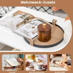 Couchtisch mit Stauraum & L-förmiger Mittelablage Rechteckiger Wohnzimmertisch