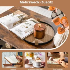 Couchtisch mit Stauraum & L-förmiger Mittelablage Rechteckiger Wohnzimmertisch