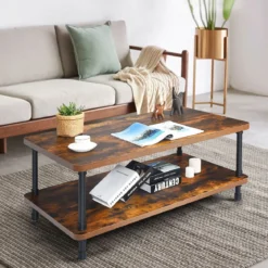 Couchtisch Nostalgie Sofatisch mit dicker Tischplatte 110 x 60 x 45 cm Braun