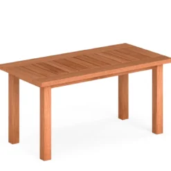 Couchtisch rechteckiger Kaffeetisch aus Holz mit Lattenrost-Tischplatte Indoor Natur 90 x 45 x 43,5cm