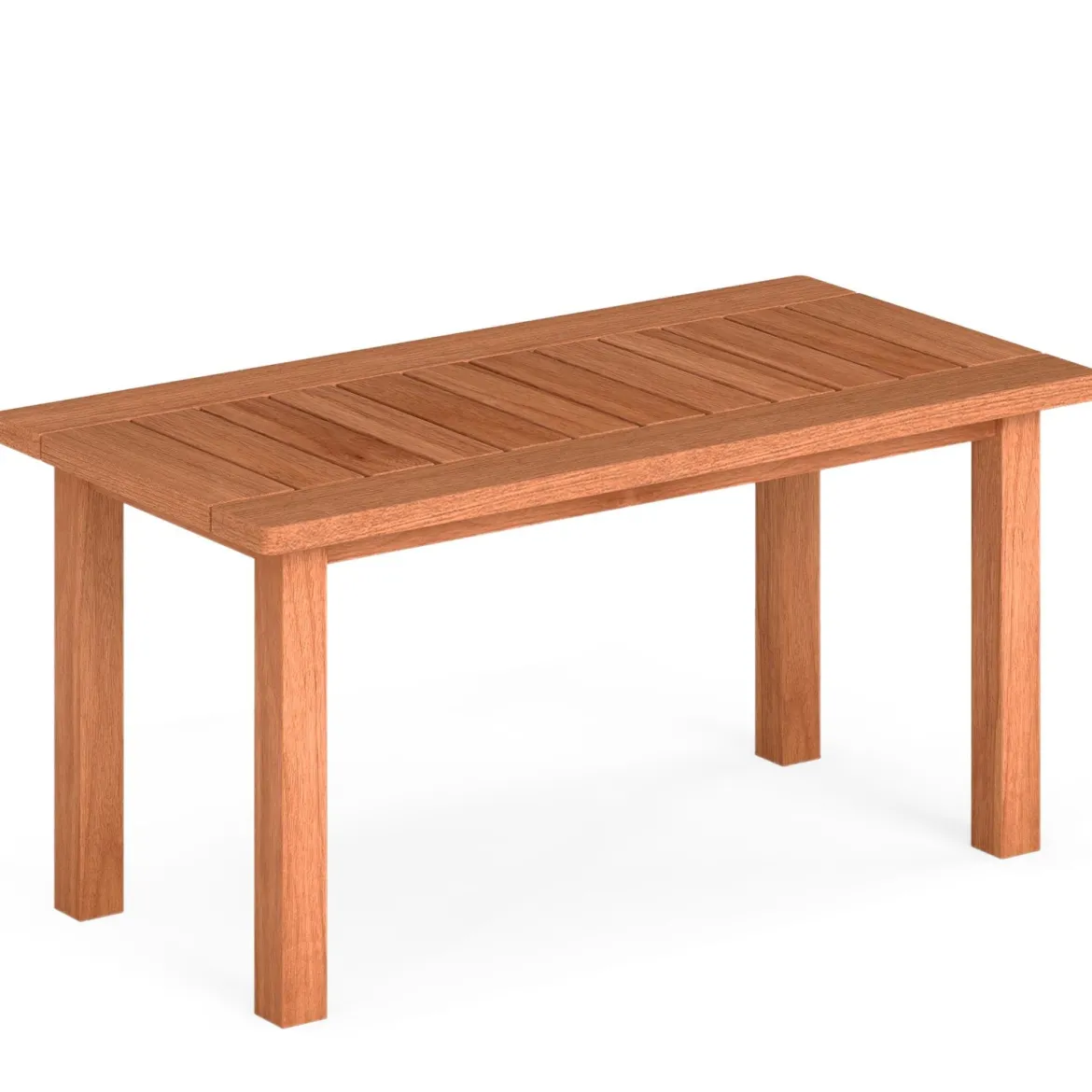 Couchtisch rechteckiger Kaffeetisch aus Holz mit Lattenrost-Tischplatte Indoor Natur 90 x 45 x 43,5cm