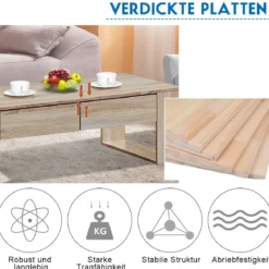 Couchtisch Sofatisch Beistelltisch Kaffeetisch Wohnzimmertisch mit Schubladen 120 x 60 x 40 cm