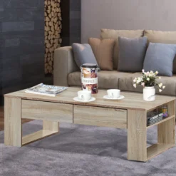 Couchtisch Sofatisch Beistelltisch Kaffeetisch Wohnzimmertisch mit Schubladen 120 x 60 x 40 cm