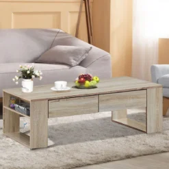 Couchtisch Sofatisch Beistelltisch Kaffeetisch Wohnzimmertisch mit Schubladen 120 x 60 x 40 cm