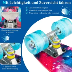 Cruiser-Skateboard 56 cm Langes Mini-Skateboard mit PU-Rädern Rosa
