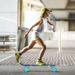 Cruiser-Skateboard 56 cm Langes Mini-Skateboard mit PU-Rädern Blau