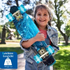 Cruiser-Skateboard 56 cm Langes Mini-Skateboard mit PU-Rädern Blau