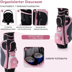 Damen Golfschläger Set 11 teilige Golfschlägersätze rechtshändig mit Regenhaube Rosa