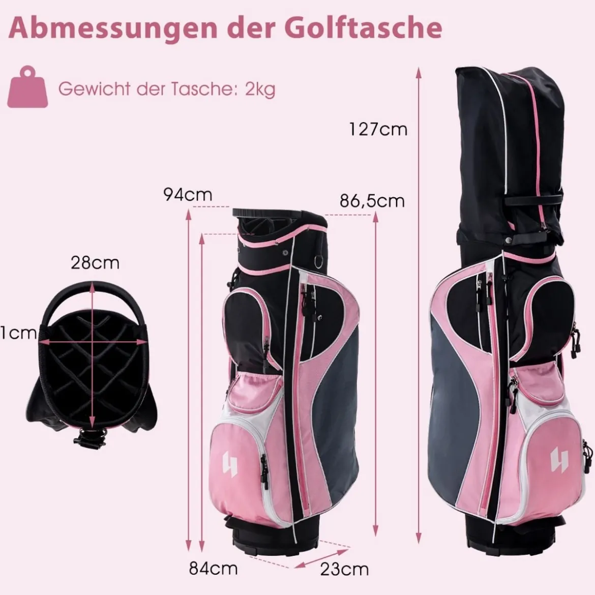 Damen Golfschläger Set 11 teilige Golfschlägersätze rechtshändig mit Regenhaube Rosa
