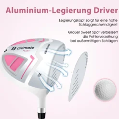 Damen Golfschläger Set 11 teilige Golfschlägersätze rechtshändig mit Regenhaube Rosa