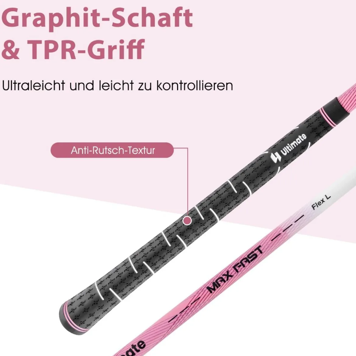 Damen Golfschläger Set 11 teilige Golfschlägersätze rechtshändig mit Regenhaube Rosa