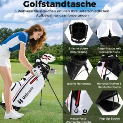 Damen Komplett Golfschläger Set 15 Teilges Golf Set Rechtshänder mitGolftasche & Regenhaube Rot
