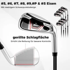 Damen Komplett Golfschläger Set 15 Teilges Golf Set Rechtshänder mitGolftasche & Regenhaube Rot