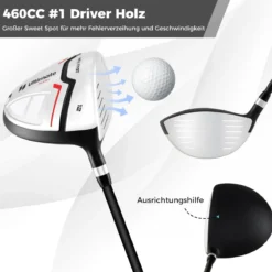 Damen Komplett Golfschläger Set 15 Teilges Golf Set Rechtshänder mitGolftasche & Regenhaube Rot