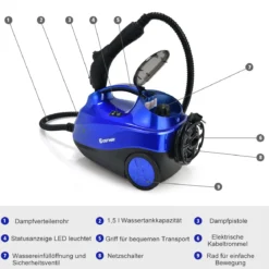Dampfreiniger Dampfbesen 2000W Bodendampfreiniger mit 18 Zubehörteilen