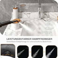 Dampfreiniger Dampfbesen 2000W Bodendampfreiniger mit 18 Zubehörteilen