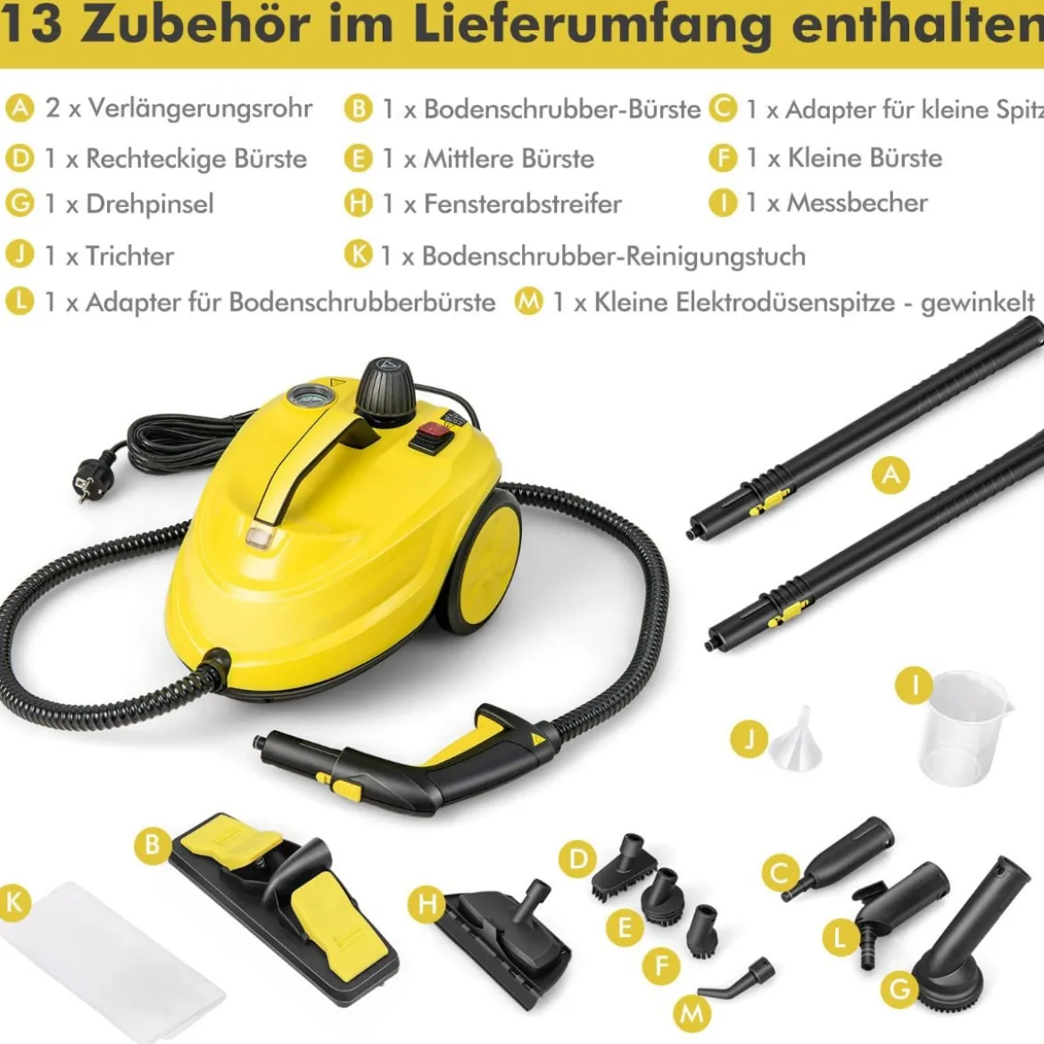 Dampfreiniger Flächenleistung: 108 m² Dampfdruck: 5 bar 1,8 L Wassertank