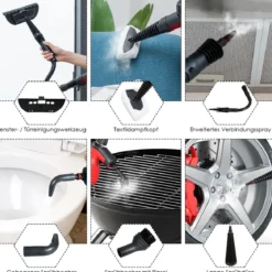Dampfreiniger Handgerät chemiefreies Reinigen Dampfreinigen für Zuhause, Auto oder Veranda Rot
