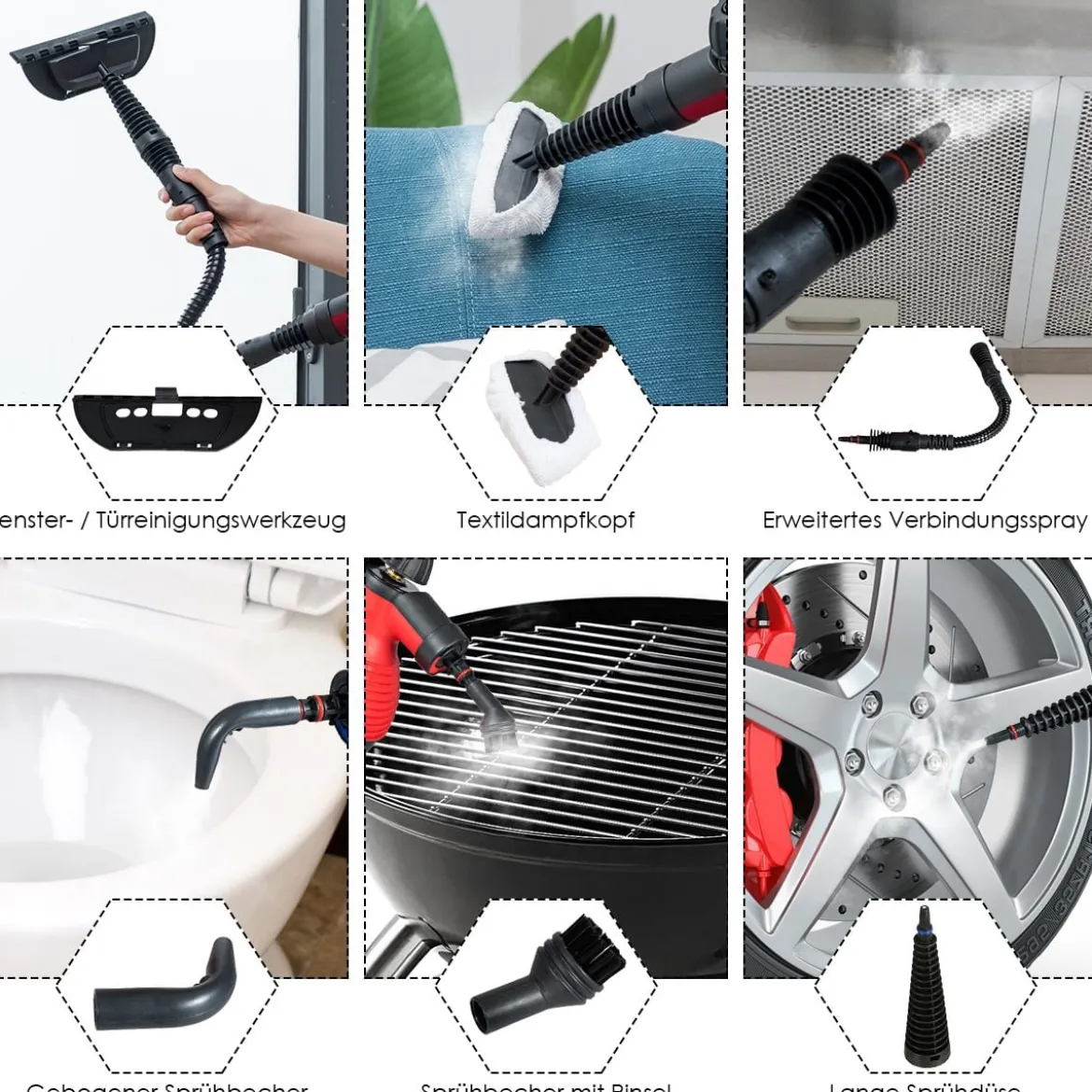 Dampfreiniger Handgerät chemiefreies Reinigen Dampfreinigen für Zuhause, Auto oder Veranda Rot