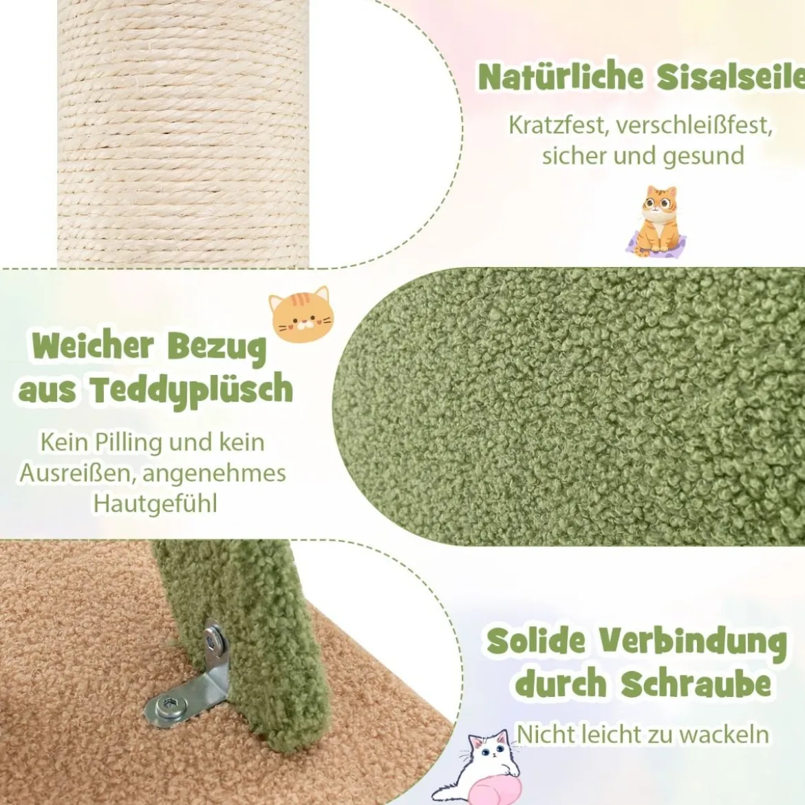 Deckenhoch Kratzbaum 5-stöckiger Katzenbaum mit Katzenhöhle & Raumkapsel 218-253 cm