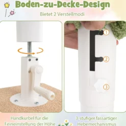 Deckenhoch Kratzbaum 5-stöckiger Katzenbaum mit Katzenhöhle & Raumkapsel 218-253 cm
