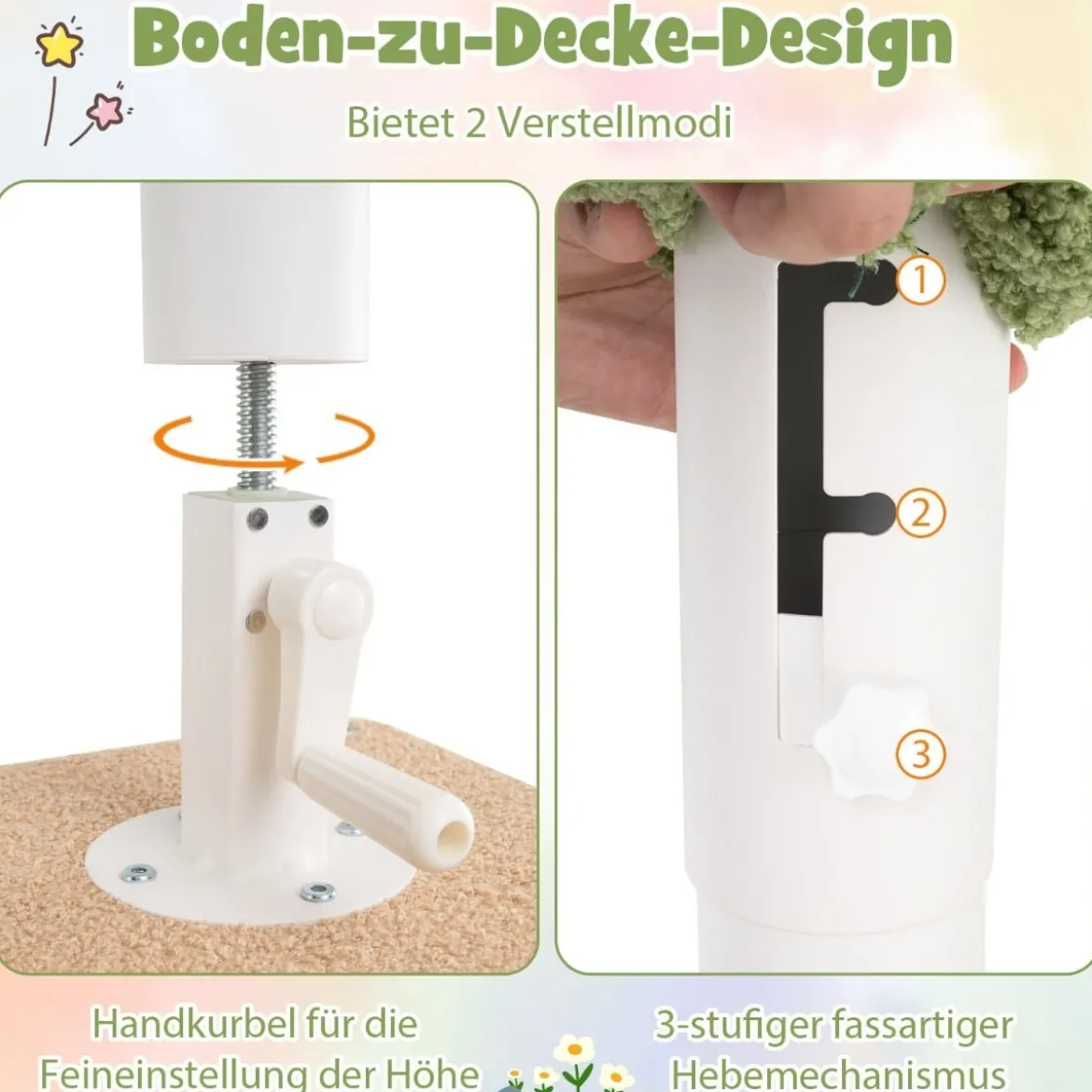 Deckenhoch Kratzbaum 5-stöckiger Katzenbaum mit Katzenhöhle & Raumkapsel 218-253 cm
