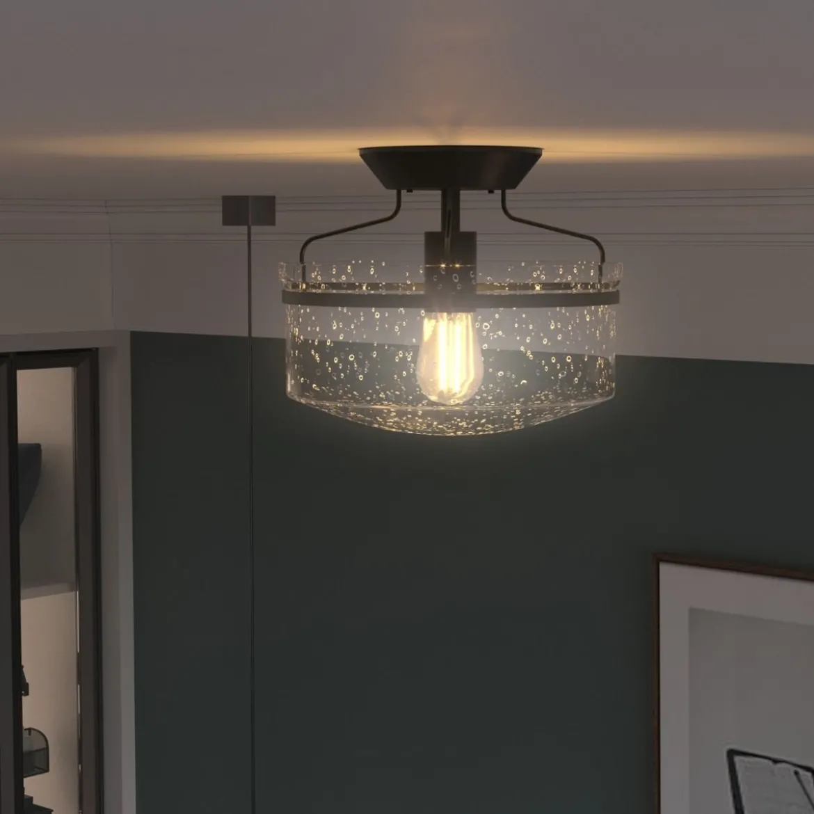 Deckenleuchte Glas Deckenlampe modern Lampe Vintage mit halboffenen Glasschirmen Schwarz
