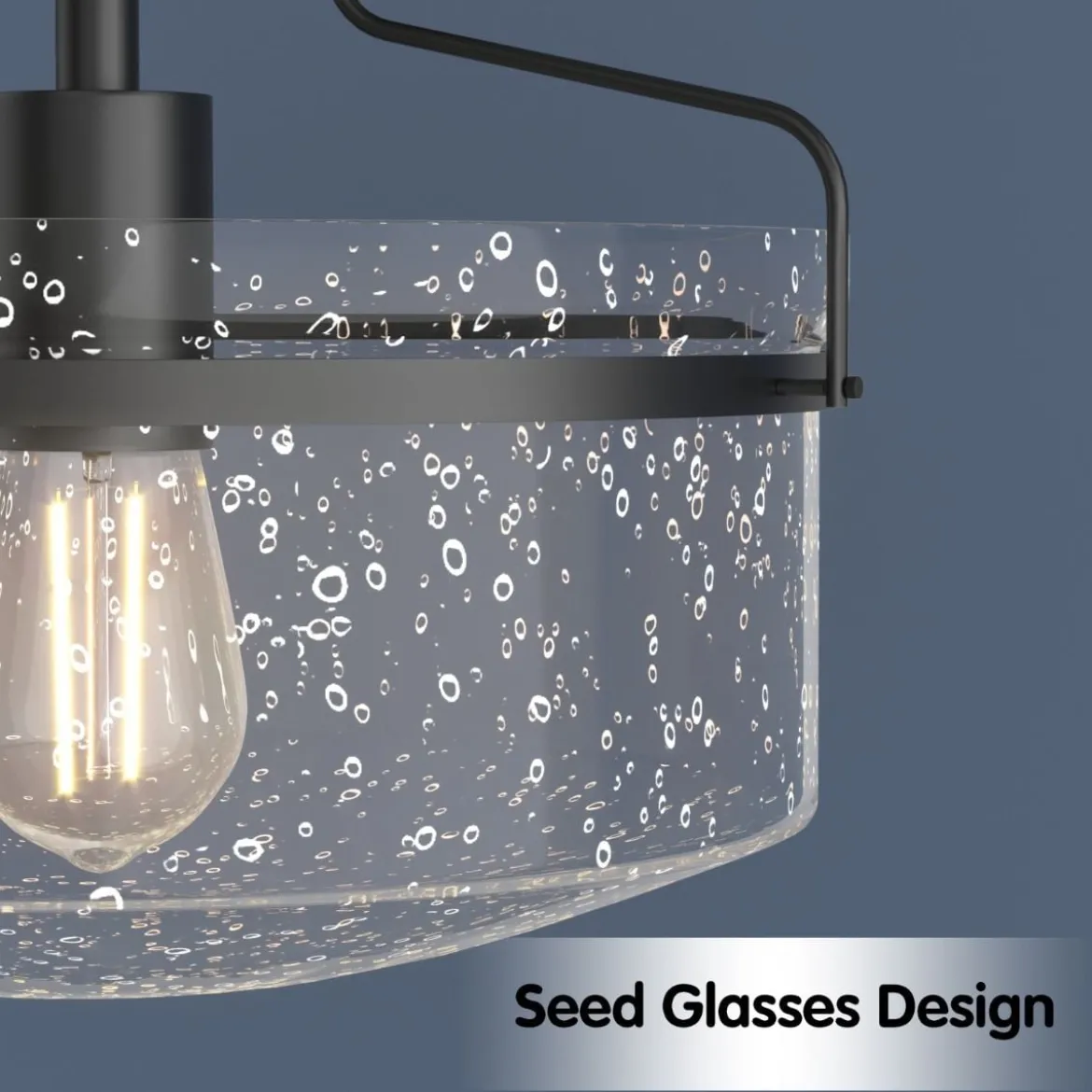 Deckenleuchte Glas Deckenlampe modern Lampe Vintage mit halboffenen Glasschirmen Schwarz
