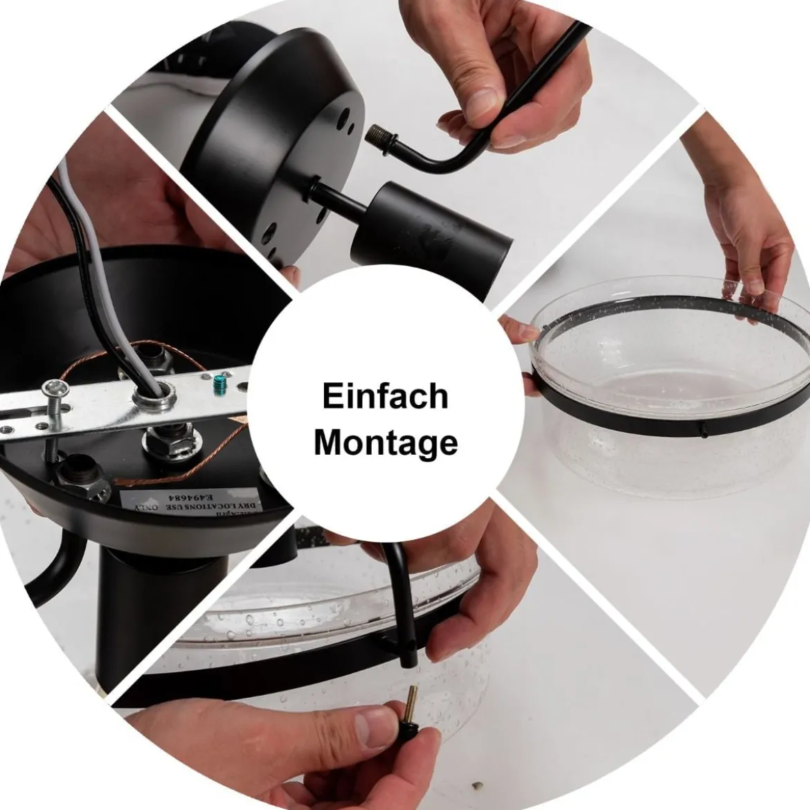 Deckenleuchte Glas Deckenlampe modern Lampe Vintage mit halboffenen Glasschirmen Schwarz