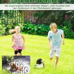 Dekorativer Gartenzaun Metallzäune mit Gewölbtem Design 63 x 80 cm Schwarz