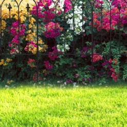 Dekorativer Gartenzaun Metallzäune mit Gewölbtem Design 63 x 80 cm Schwarz