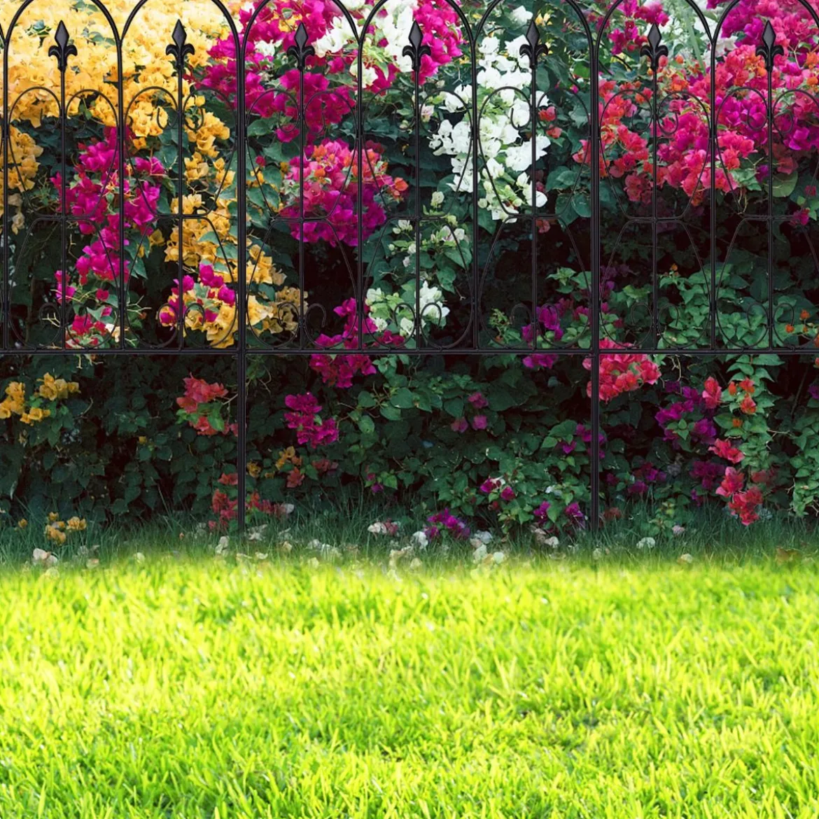 Dekorativer Gartenzaun Metallzäune mit Gewölbtem Design 63 x 80 cm Schwarz