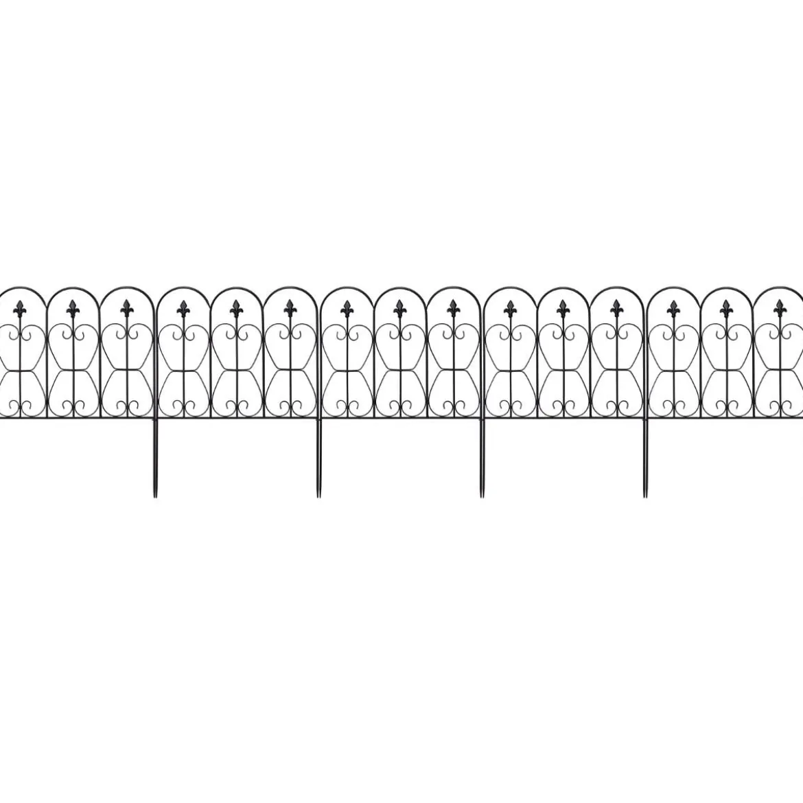 Dekorativer Gartenzaun Metallzäune mit Gewölbtem Design 63 x 80 cm Schwarz