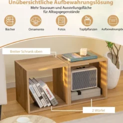 2 Dekorative Würfelregale Stapelbare Aufbewahrungsregale Natur