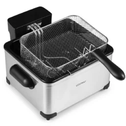 Digitale Fritteuse mit Öl 5 L 1700 W Edelstahl Frittiertopf Pommes mit 3 Körben & 6 Programmen
