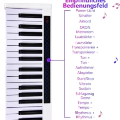 Digitales Piano Keyboard mit 88 Tasten Kinder elektrisches Klavier 126,5 x 18 x 6,5 cm Schwarz + Weiß