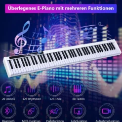 Digitales Piano Keyboard mit 88 Tasten Kinder elektrisches Klavier 126,5 x 18 x 6,5 cm Schwarz + Weiß