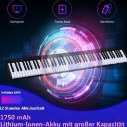 Digitales Piano Keyboard 88 Tasten tragbares elektronisches Musikinstrument Kinderklavier Kinderpiano Schwarz