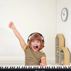 Digitales Piano Keyboard 88 Tasten tragbares elektronisches Musikinstrument Kinderklavier Kinderpiano Schwarz