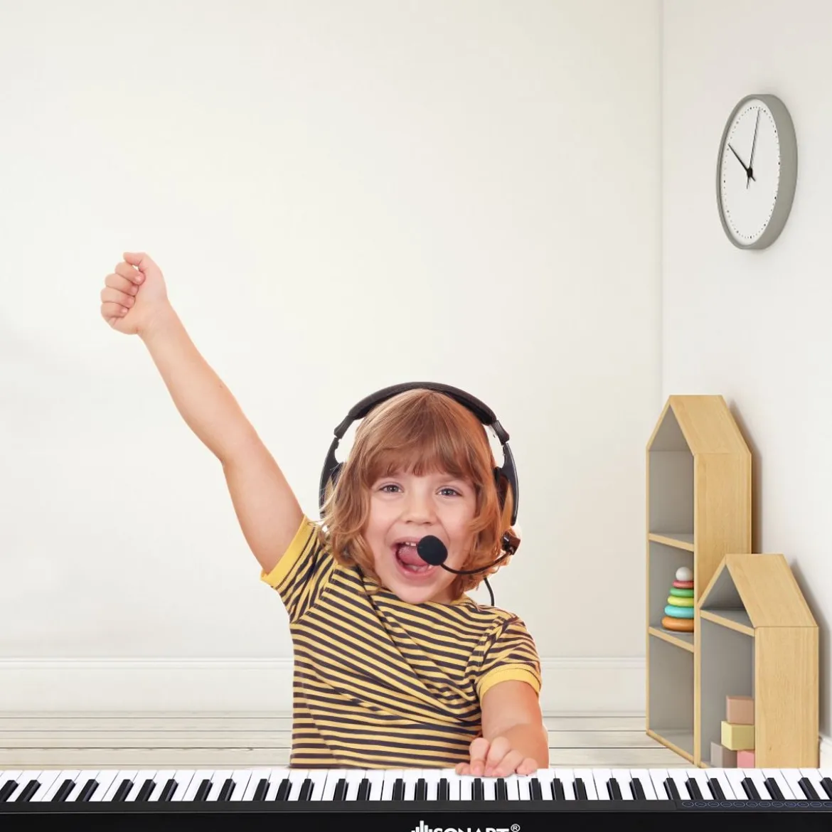 Digitales Piano Keyboard 88 Tasten tragbares elektronisches Musikinstrument Kinderklavier Kinderpiano Schwarz