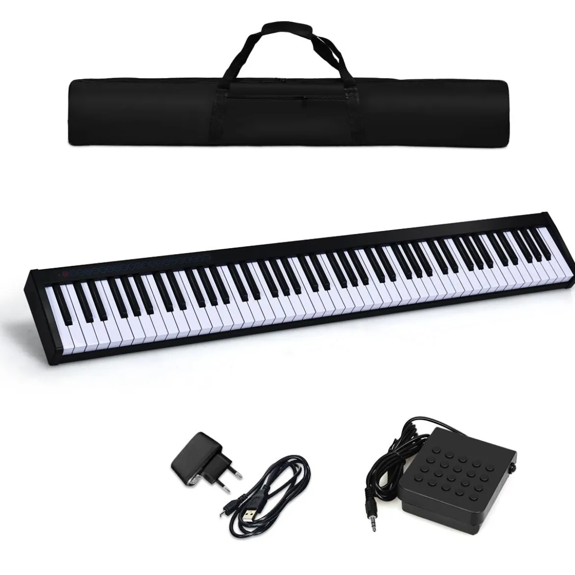 Digitales Piano Keyboard 88 Tasten tragbares elektronisches Musikinstrument Kinderklavier Kinderpiano Schwarz