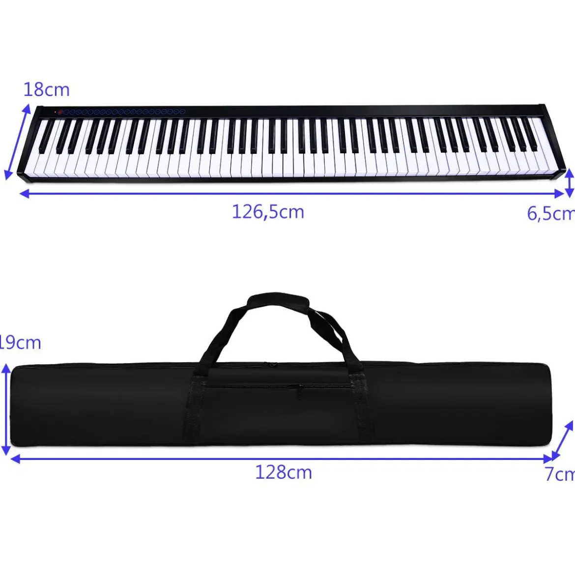 Digitales Piano Keyboard 88 Tasten tragbares elektronisches Musikinstrument Kinderklavier Kinderpiano Schwarz