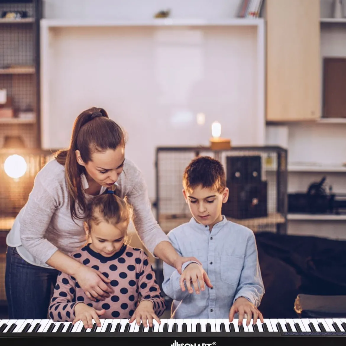 Digitales Piano Keyboard 88 Tasten tragbares elektronisches Musikinstrument Kinderklavier Kinderpiano Schwarz
