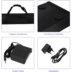 Digitales Piano Keyboard 88 Tasten tragbares elektronisches Musikinstrument Kinderklavier Kinderpiano Schwarz