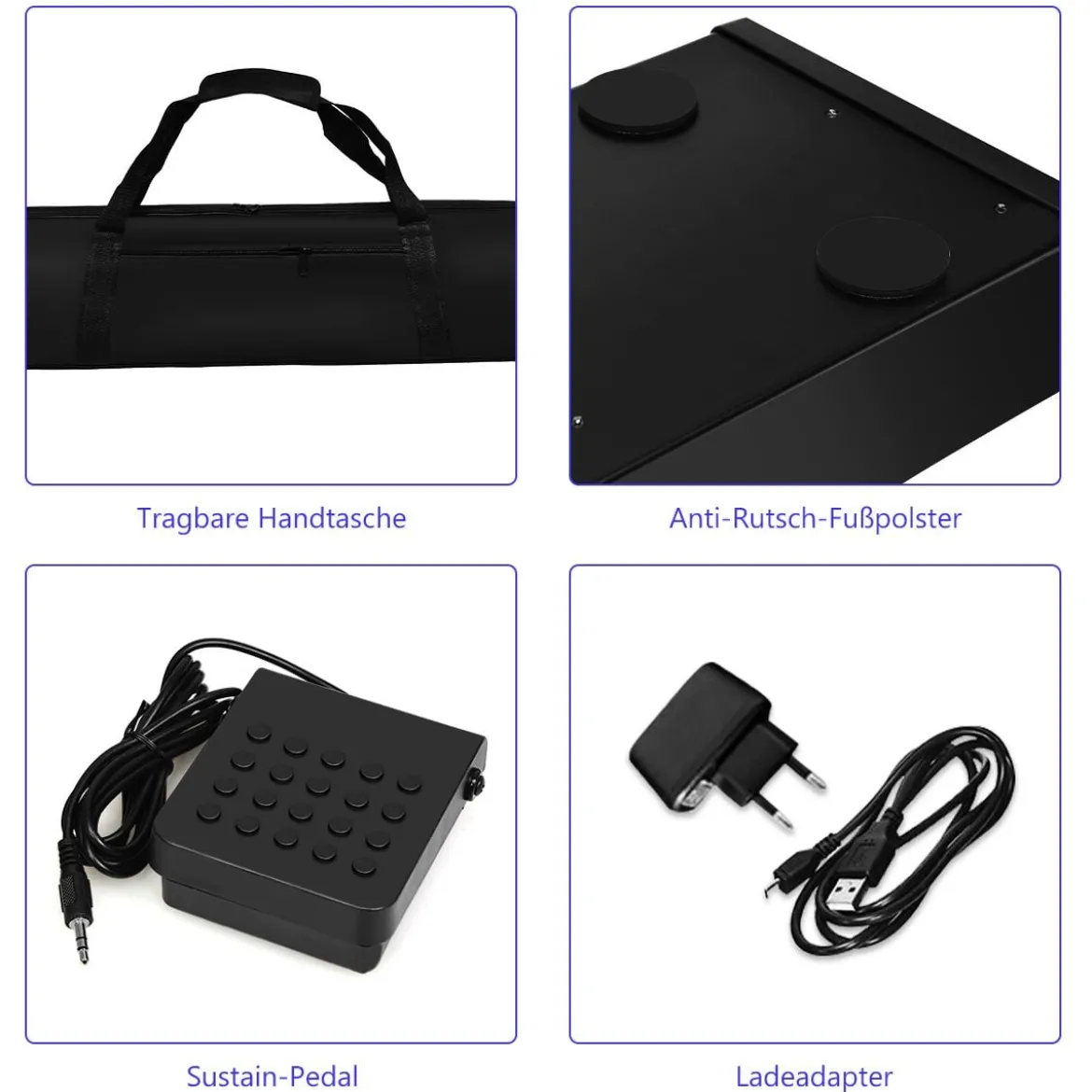 Digitales Piano Keyboard 88 Tasten tragbares elektronisches Musikinstrument Kinderklavier Kinderpiano Schwarz
