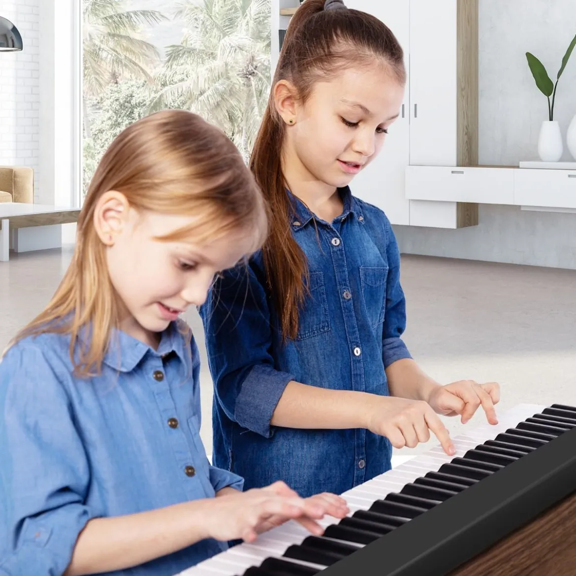 Digital Piano mit 61 Tasten & Bluetooth & Notenständer & Pedal & Klaviertasche Klappbar