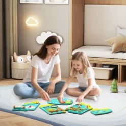 Dinosaurier Aktivitätswand für Kleinkinder 11-in-1 Montessori Holz-Sensorik-Wandspielzeug Grün