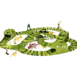Dinosaurier Rennstrecke Autos Schienenbahn Spielset für Kinder